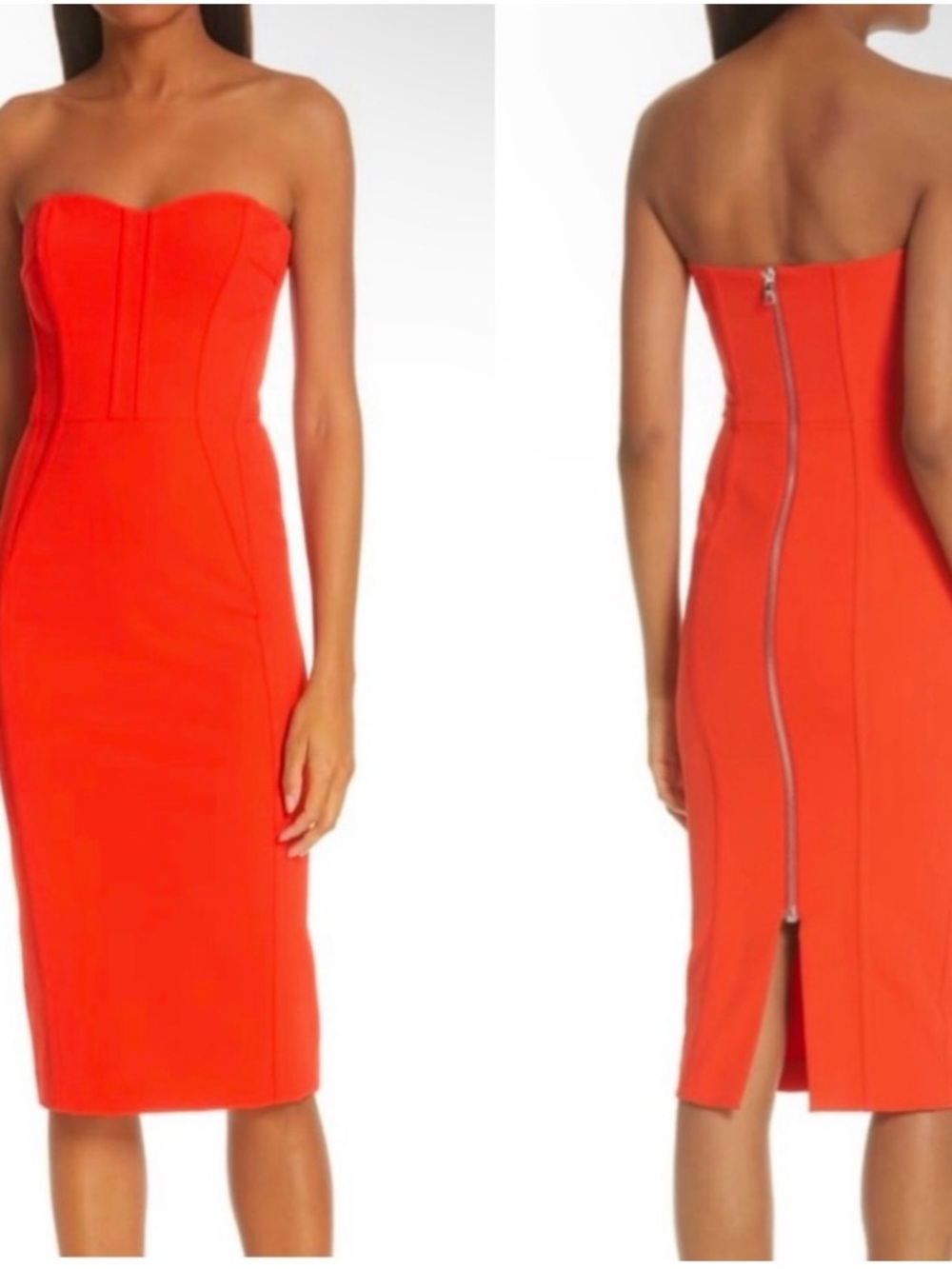 Veronica Beard Strapless Red Sheath Dress